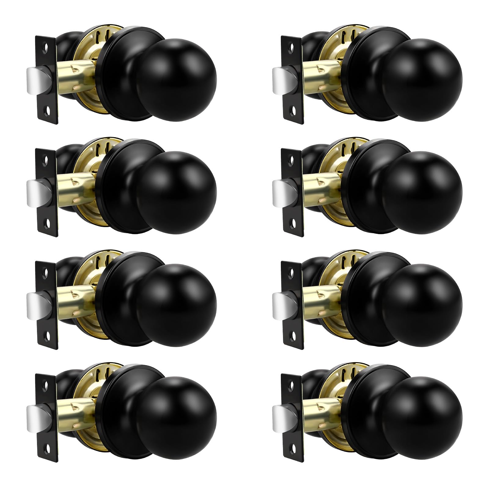 Black Interior Door Knobs - 10 Pack, Keyless Privacy -22