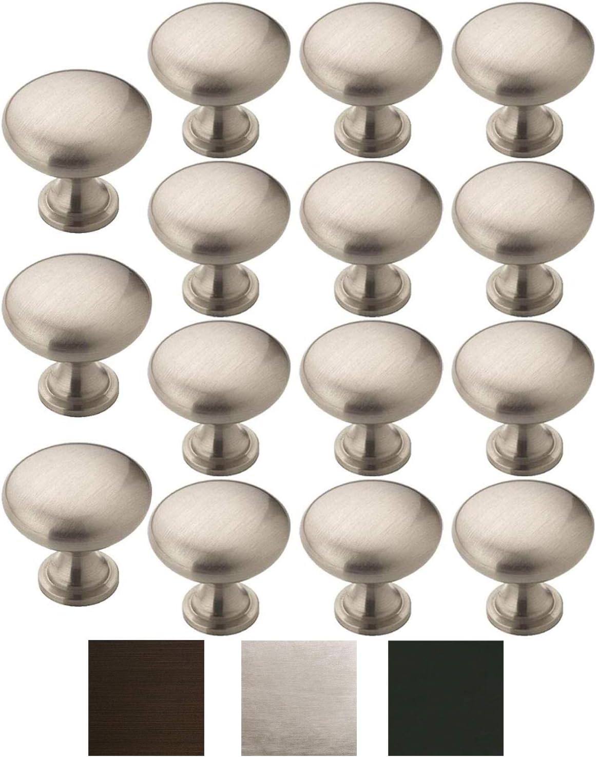 Litepak Cabinet Knob Mushroom Kitchen Furniture Handle Cupboard Door Pull 1.18", 30mm w/Screws (90-Pack, Black)