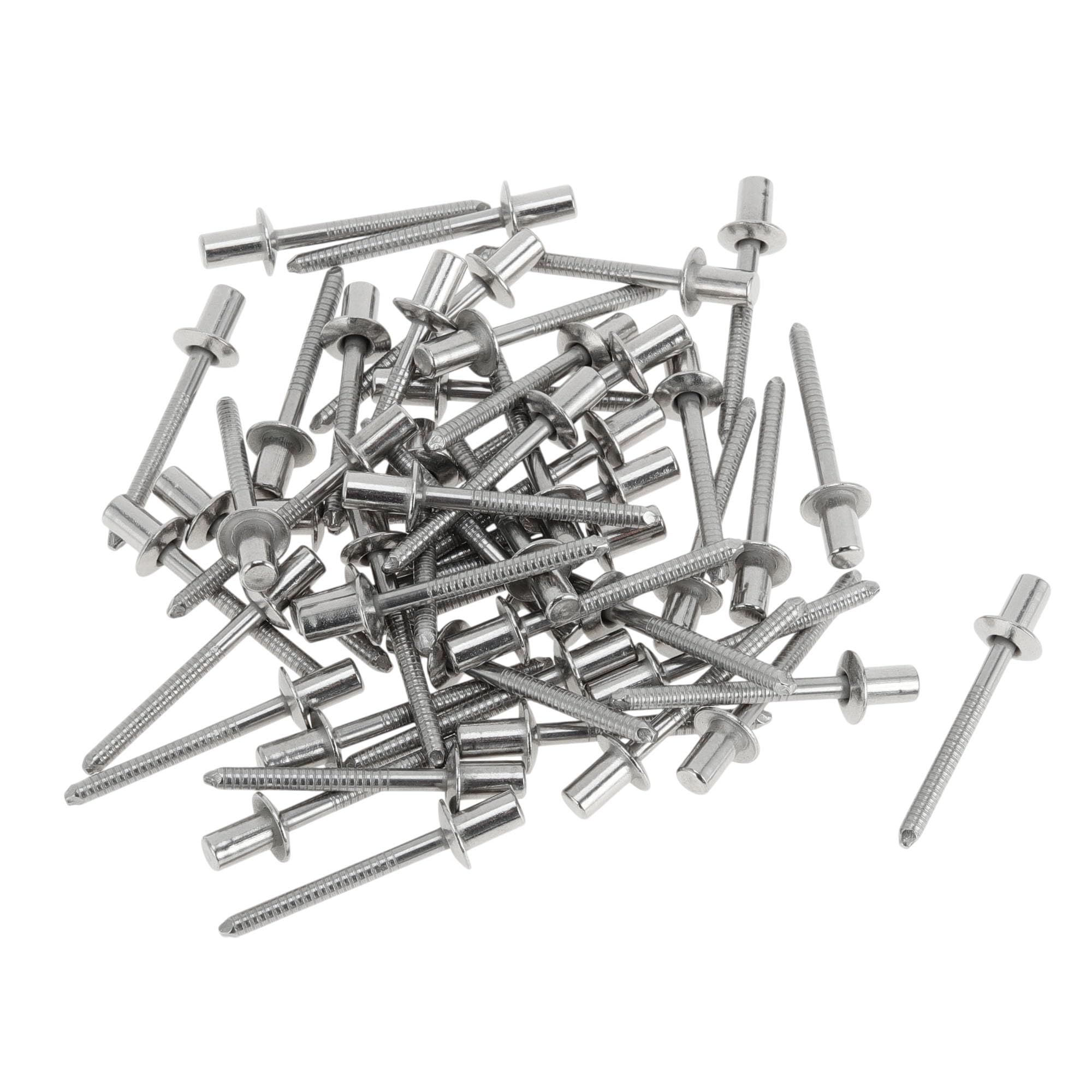 A ABSOPRO Dome Head Closed Sealing Rivets 4.8mm Grip Diameter 6mm Grip Length 9.5mm Flange Diameter Stainless Steel Silver Tone 50 Pcs