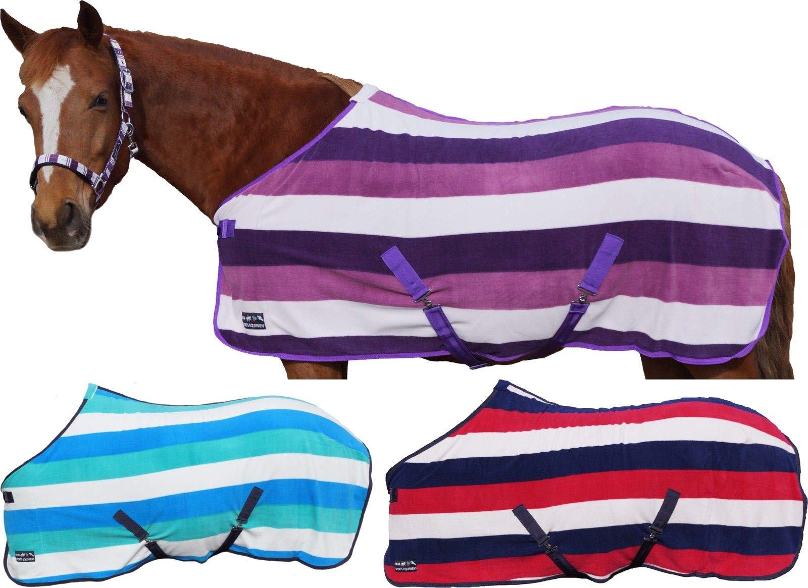 HKM 4057052373046 - Manta para Caballo, diseño de Rayas, Color Blanco y Rojo