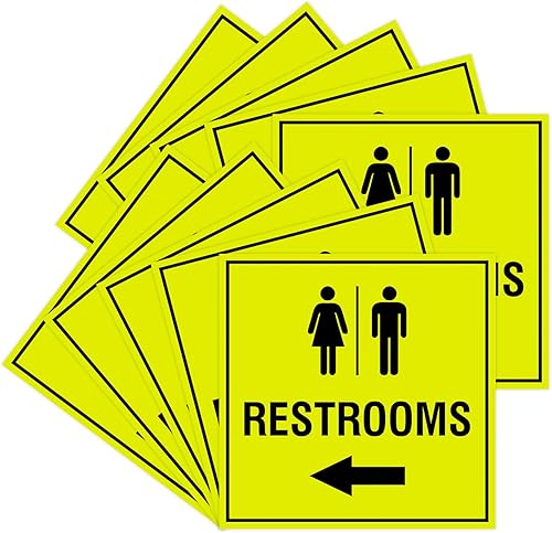 Miniatura 23 de Signs ByLITA Letrero cuadrado de flecha izquierda para baños con cinta adhesiva (plata cepillada) – grande (paquete de 1) Brushed Silver,Azul,Marrón