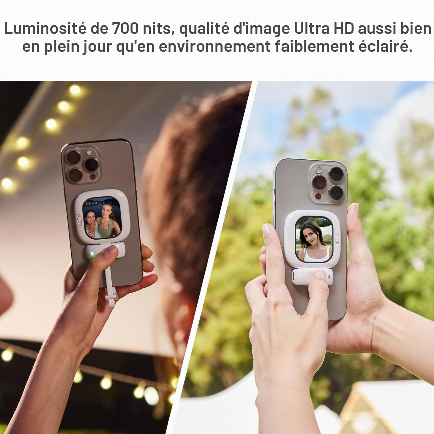 Founist Écran de moniteur à selfie pour iPhone 5-17 et plus récents - Écran AMOLED Vlog 2,13" - 700 nits - Aperçu magnétique de la caméra arrière - Plug and Play sans application