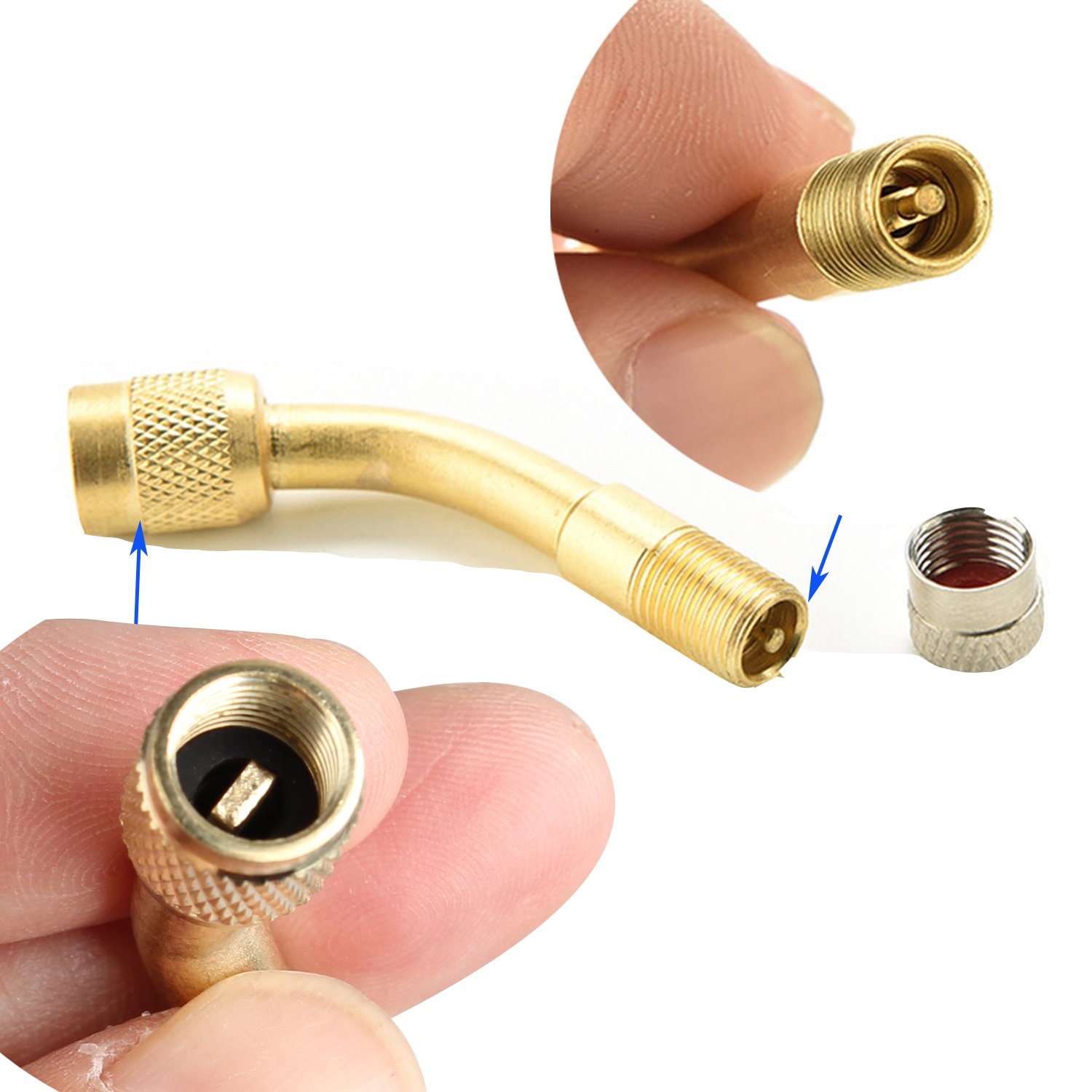 Adattatore Di Estensione Per Valvola Pneumatici Da 135 Gradi Per Auto Moto Biciclette Valvole Universali 4 Pezzi Oro 96585286