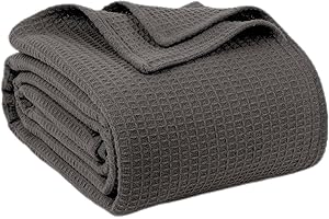 QUBA LINEN 100% Cotton Blanket, Queen Size, Waffle Weave