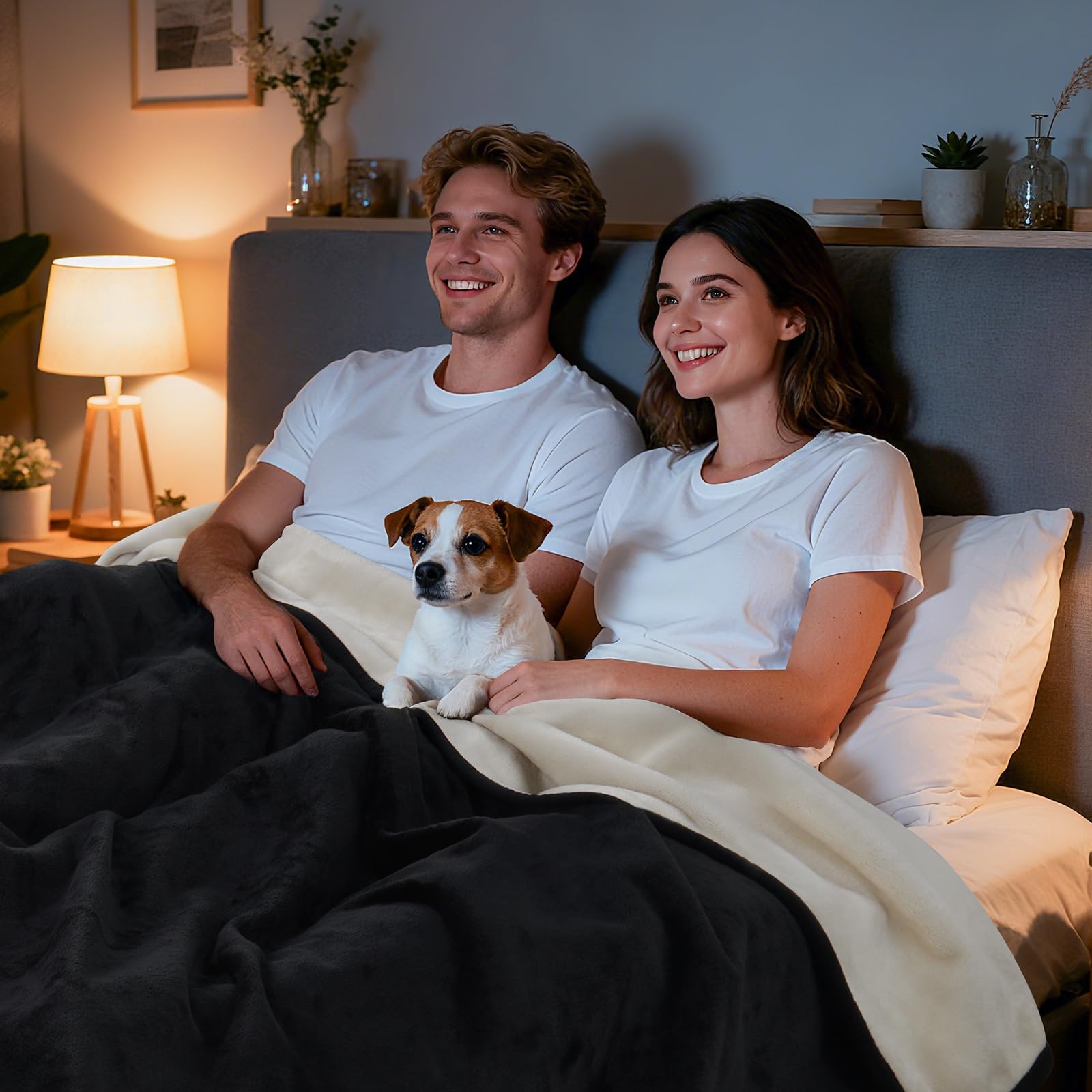 PICK FOR LIFE Manta impermeable para el amor, manta reversible de franela para perros, manta de viaje para cama, sofá y asiento de coche (negro, 203 x 229 cm)