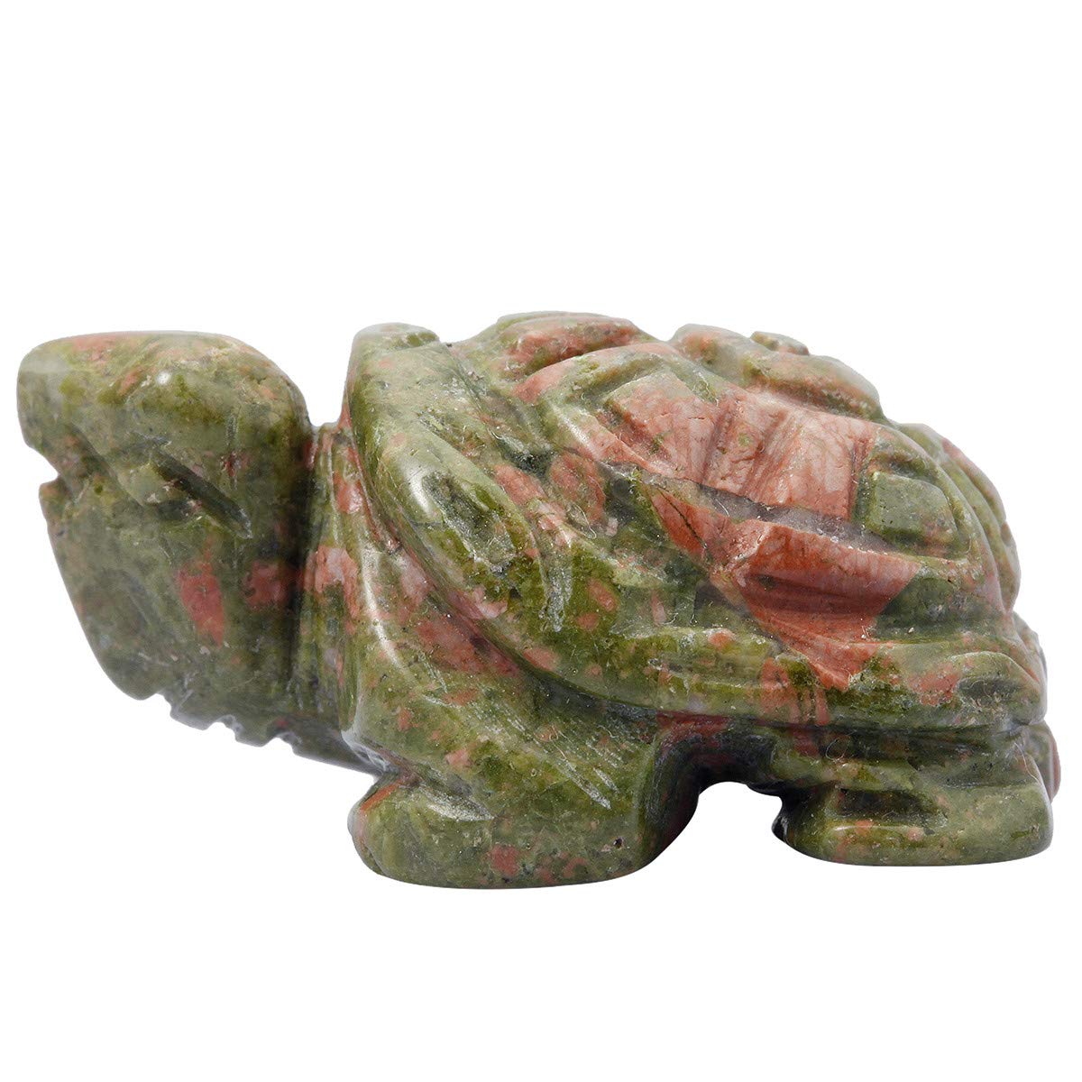 mookaitedecor Unakite Crystal Turtle Tortoise Statue Sculpture, Small Healing Stone Turtle Gift Reiki Pocket Gemstone Lucky Charm Ornament Desk Decor Figurines 1.5 Inch