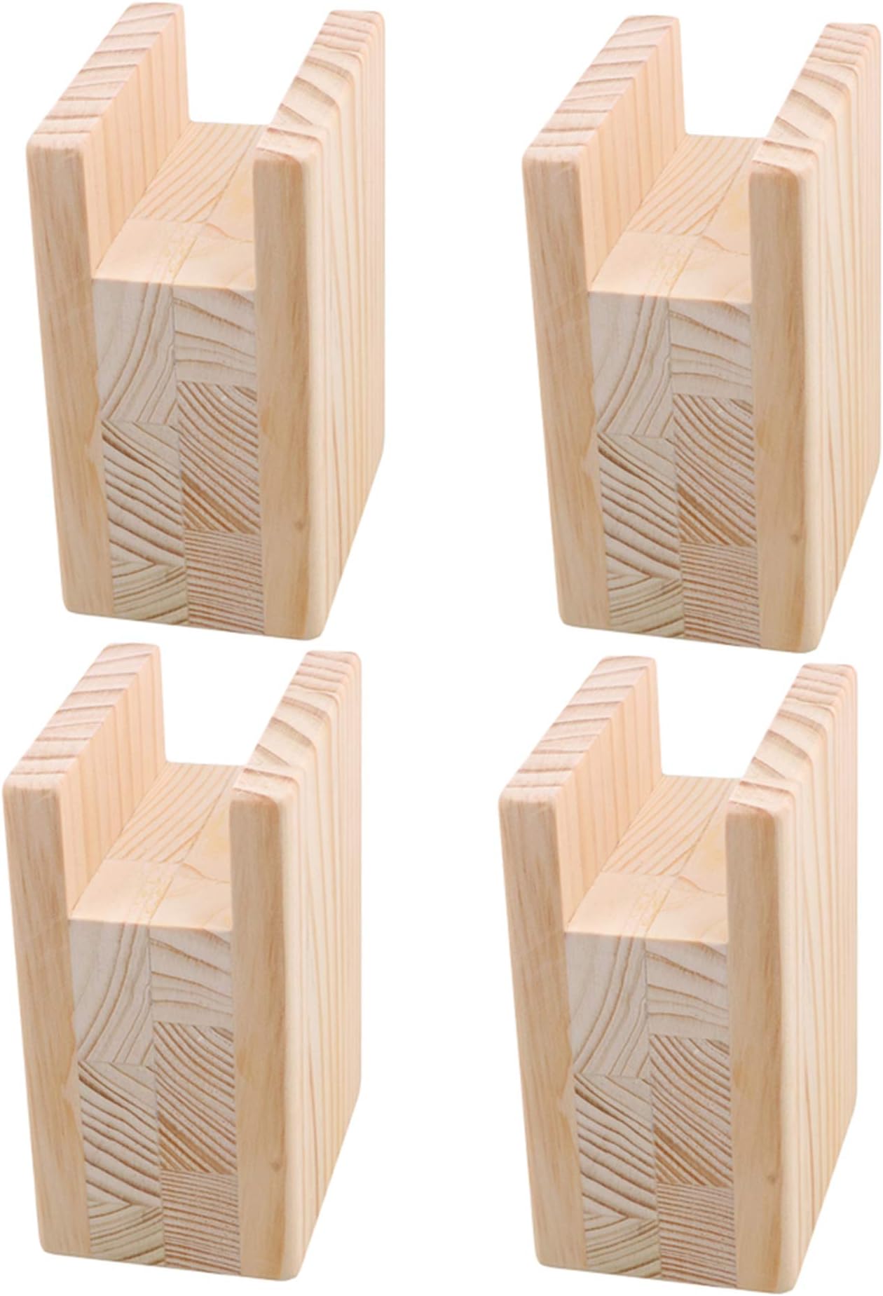 BQLZR 10x7x13.5cm Wood Table Desk Bed Riser Lift Furniture Lifter Storage for 4CM Groove Feet Up to 10CM Lift Pack of 4