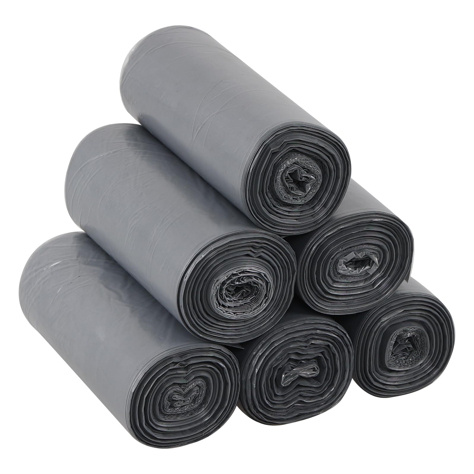 Lot de 6 rouleaux de 150 sacs poubelle de cuisine, 40 L, gris
