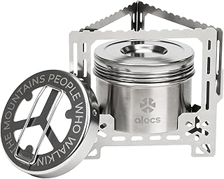 Alocs 2250W Alcohol Stove - Camping Stove with Sealed Cover - Stainless Steel Backpacking Solo Stove with Foldable Stand for Outdoor, Hiking, Survival, Climbing and Picnic