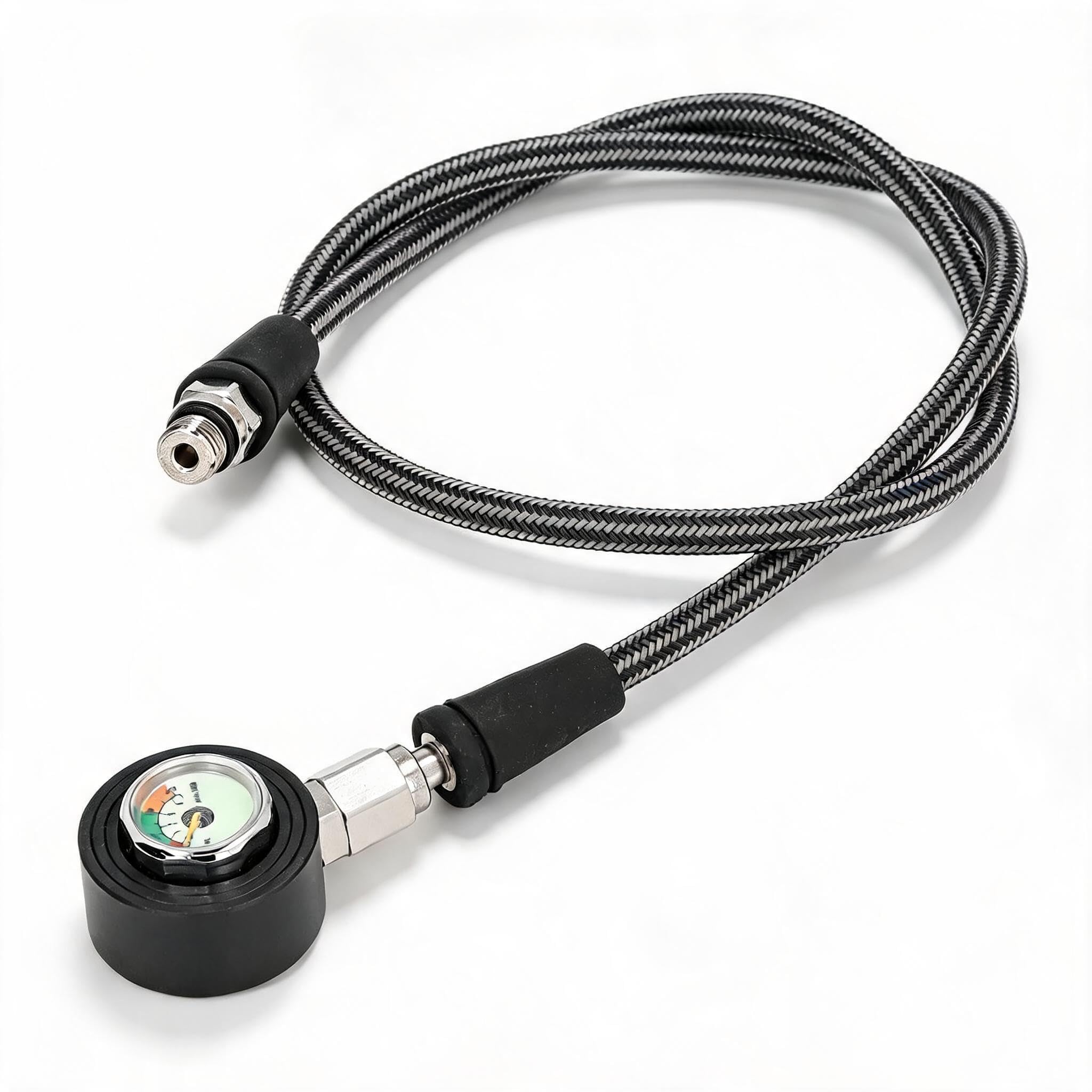 Manómetro Sumergible para Buceo, Manómetro Sumergible Luminoso con Manguera de Alta Presión para Equipo de Buceo Submarino con Regulador BCD (80cm)