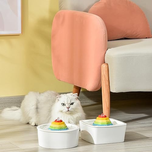Miniatura 7 de Fuente de agua de cerámica para gatos, dispensador de agua en torre de arco iris, dispensador de agua de 1.5 L50.73 onzas, dispensador de agua para