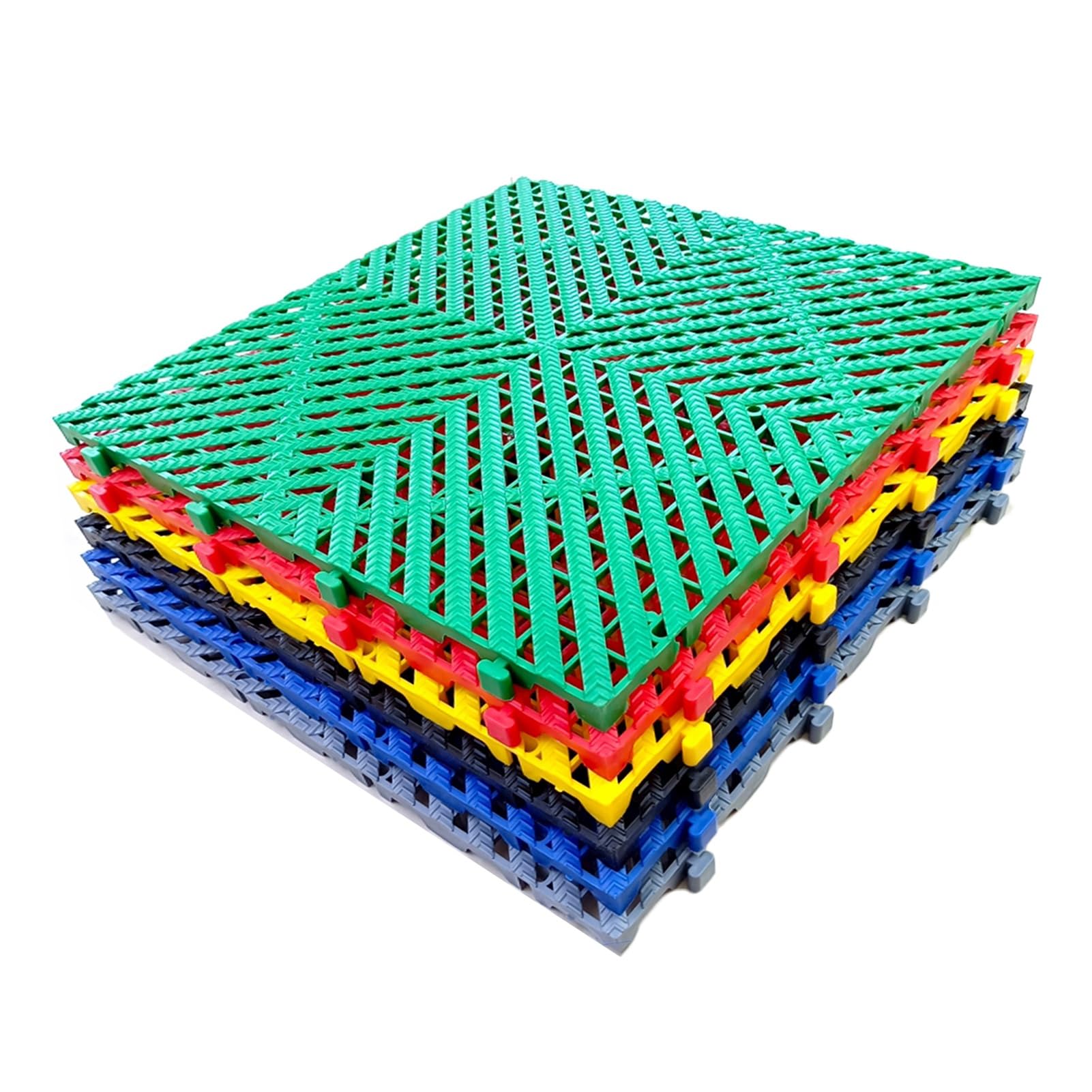 ZFUCMAYL Modular Interlocking Floor Tiles,15.74"x15.74"x0.78"Car Wash Drain Tiles,4 Pieces Self-Draining Interlocking Floor Mat for Bath Garage Deck Drain Pool(Blue)