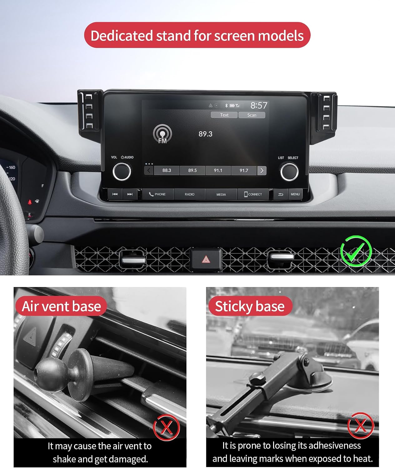 15W Wireless Fast Charger for Honda Accord 2023 2024 2025 2026 Accessories 7/9-inch Screen Fixed Clip, Interior Decoration Mobile Phone Mount, 360° Rotation, Don't Affect Air Vent