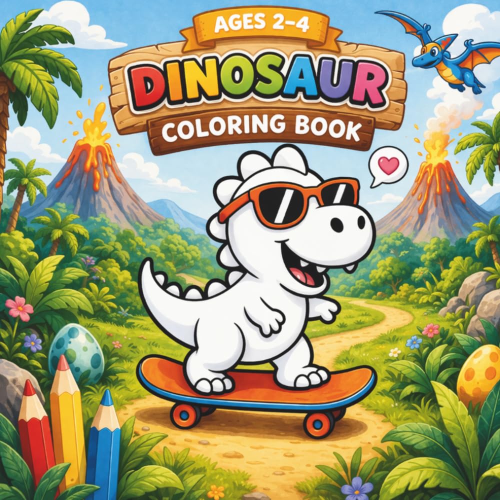 Dinosaur Coloring Book: A Playful Adventure with Friendly Prehistoric Creatures for Kids Ages 2–4