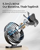 Vista 6 de Gaiatop Ventilador de escritorio USB, 5.5 pulgadas, pequeño, silencioso, potente, 3 velocidades, rotación de 90°, mini ventiladores de mesa de Negro