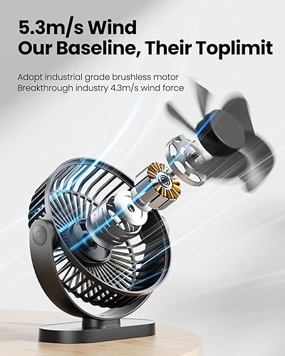 Miniatura 6 de GAIATOP Ventilador de escritorio USB ventilador portátil silencioso de 3 velocidades viento máximo de 174fts ventilador pequeño giratorio ventilador