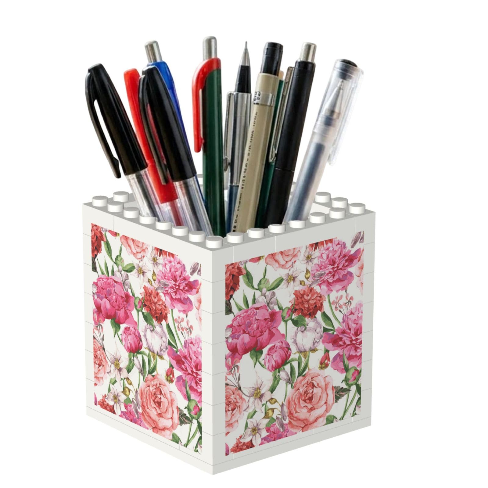 Poadnly Garden Peony, Pen Pot Pencil Holder for Office Home School, Compact Desk Organiser for Office Stationery