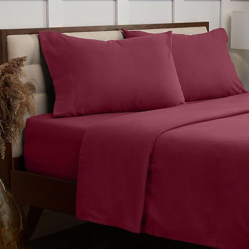 Mellanni Juego de sábanas de franela  Lujo 100% algodón  sábanas ligeras  acogedoras, suaves, cálidas, transpirables - ropa de cama  bolsillos