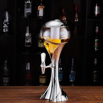 UrbanUp Modern Transparent Mimosa Tower/Beer Dispenser, Drink Serving Dispenser with Light Freeze Tube, Home Hosting Water Dispenser CountertopSilver,3L