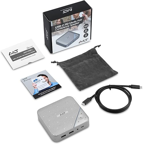 Miniatura 7 de AVLT Hub de altavoz USB C Micrófono de conferencia de sonido omnidireccional de 360 PD de 85 W, velocidad de datos de 5 Gbps, soporte de pantalla