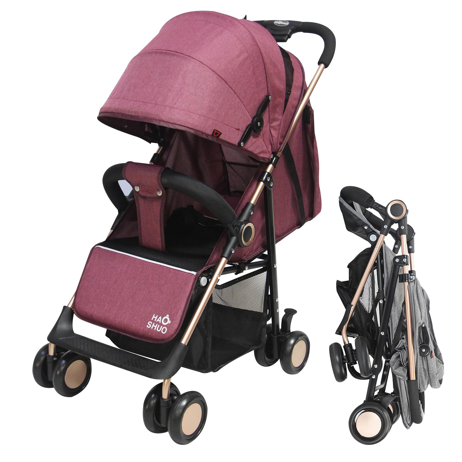 Beauenty Travel Stroller, Two-way Lightweight Stroller, Foldable Aluminum Alloy Pushchair, Extra Wide Seat, Shock Absorbent System, New Born, Baby, Kids, Toddler Travel Stroller (Style 1)