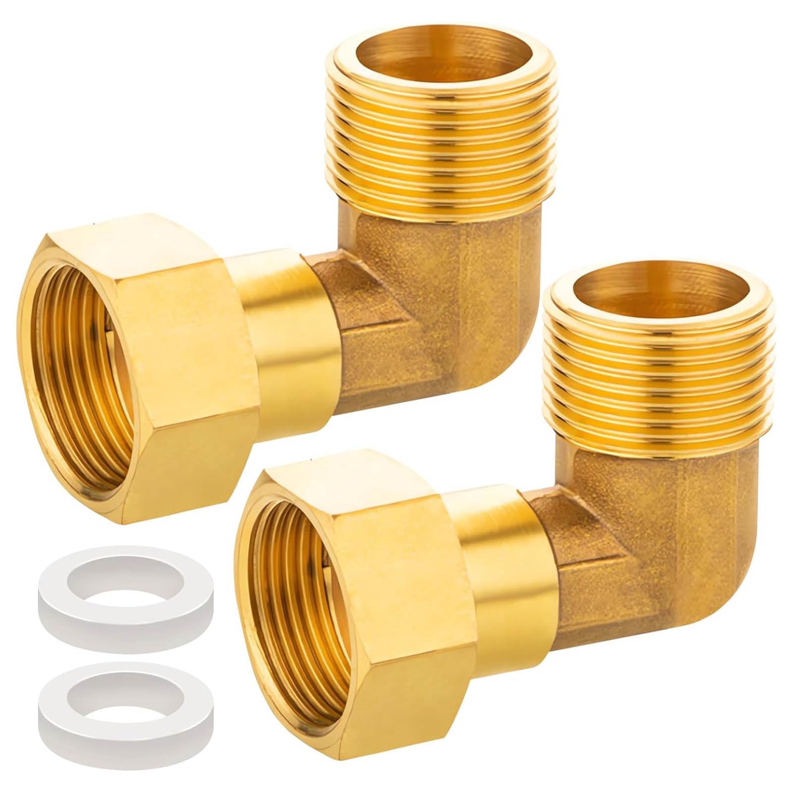 Msioytog Men's Multicolor 2Pcs Sturdy Brass 3/4 Inch 90 Degree Elbow Fitting To Fe Thread For Household Water Pipe Use Water Pipe Point Fitting
