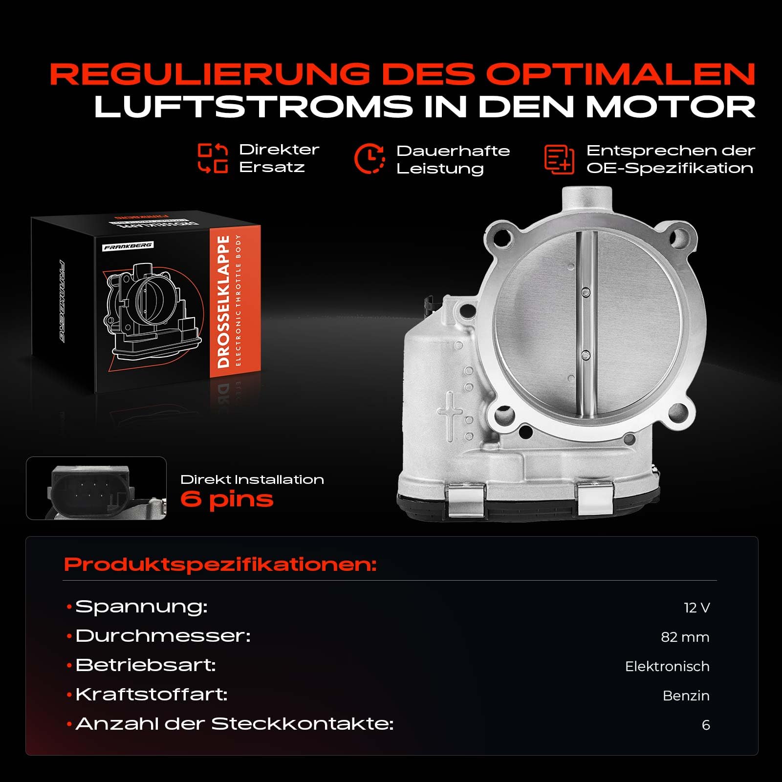 Frankberg Drosselklappe Drosselklappenstutzen für 911 991 997 918 Spyder C-a-y-e-n-n-e 9PA P-a-n-a-m-e-r-a 970 2007-Heute 0280750473