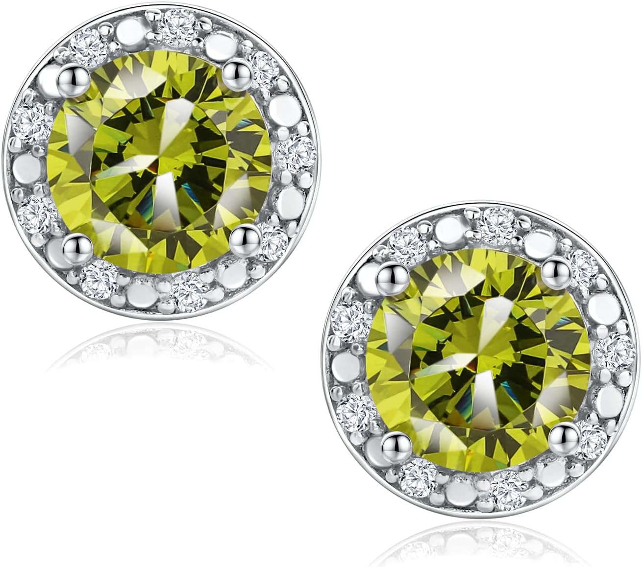 Dainty Birthstone Earrings for Women Sterling Silver Small Stud Earrings with Halo Cushion/Round Created Gemstone Earrings Birthstone Jewelry - Image 7