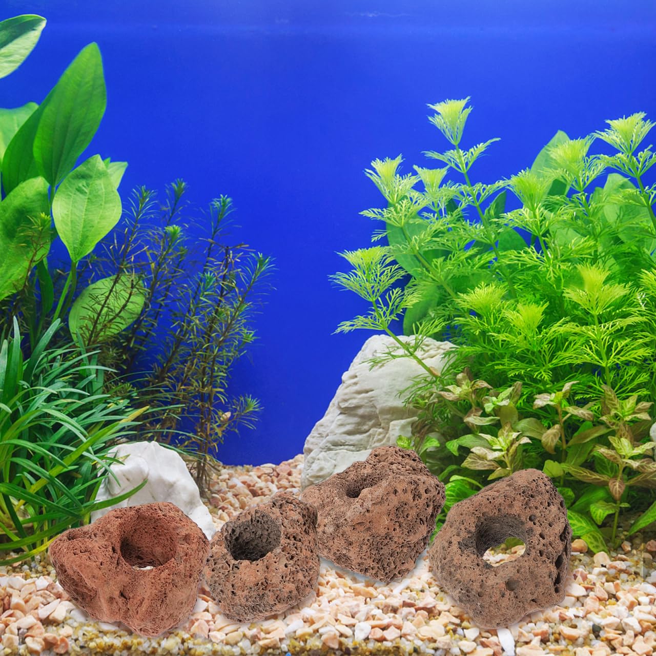 Housoutil 10Pcs Volcanic Rock Aquarium Stones Fish Shelter Cave for Freshwater and Saltwater Fish Tank Habitat Decoration 2.56X2.56X1.97In - Image 3