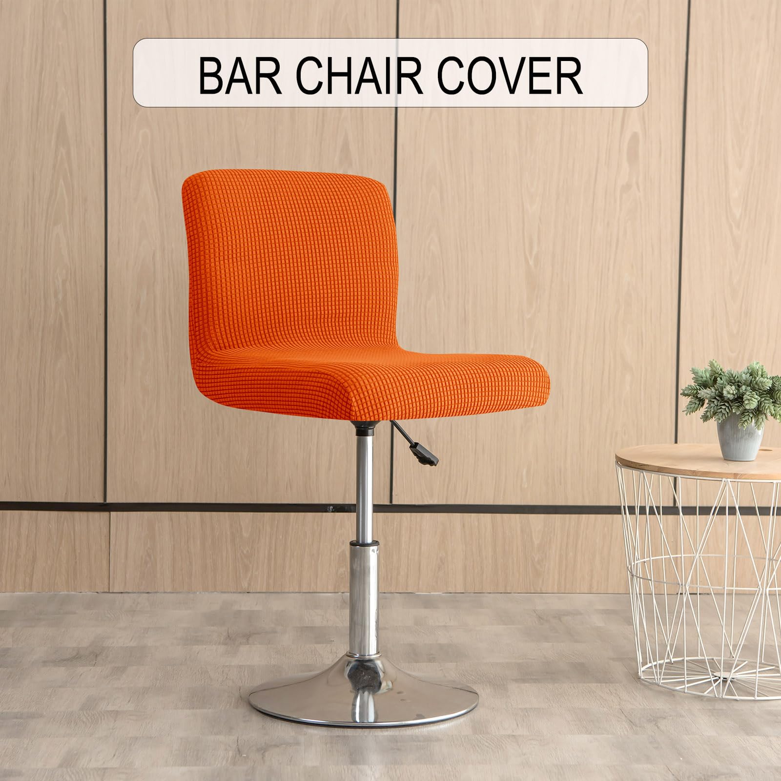 Fundas para taburetes de bar, fundas protectoras de tartán para sillas laterales de altura elástica, fundas protectoras lavables para taburete de bar (naranja, 8 piezas)