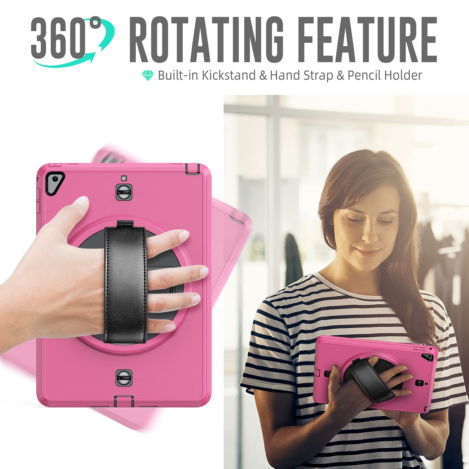 Cover IPad 9.7 Pollici 2018/2017, Resistente Antiurto PC Duro 360 - Foto 3