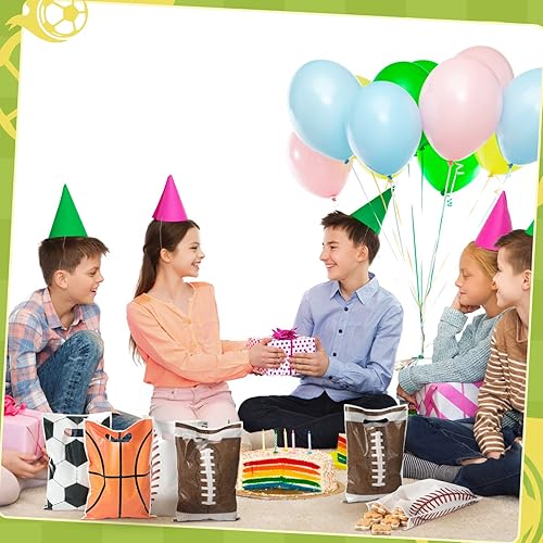 Miniatura 5 de 100 bolsas de regalo de fiesta deportiva de fútbol, bolsas de plástico para golosinas, a granel con asas para béisbol, baloncesto, eventos