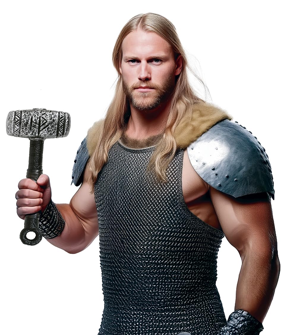 FIESTAS GUIRCA | Medieval Hammer Toy (35cm) - Warrior, Vikings and Knights Costume Accessory - Ideal for Halloween, Carnival and Theme Parties - All Users - Brown