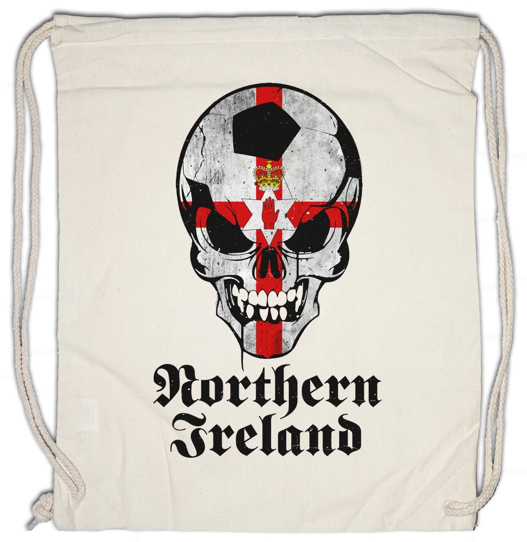 Urban Backwoods Irish Football Skull Flag Drawstring Bag - 100% Cotton Gym Sack - View #2