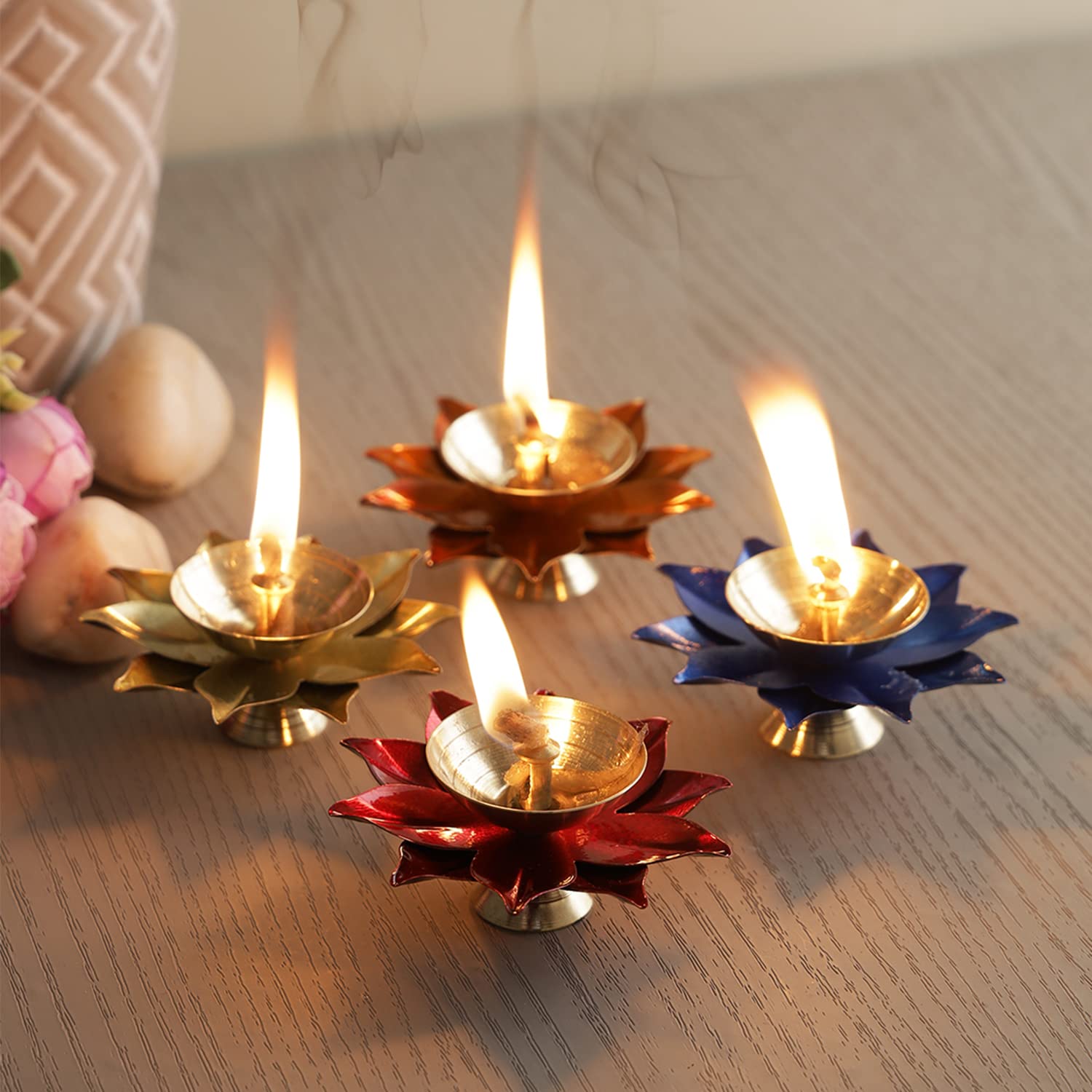 CraftVatika Brass Diya Deepak Oil Lamp Puja Diwali ( Set of 4 , Assorted Colors) (B08KHC52X9) Amazon Price History, Amazon Price Tracker