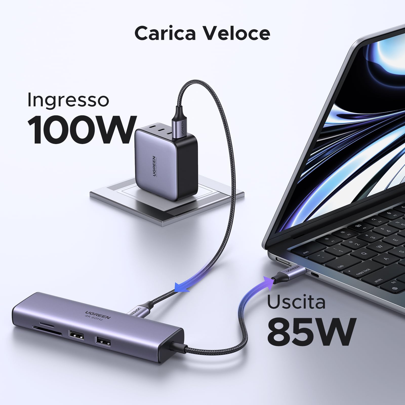 UGREEN Revodok 107 Hub USB C Ethernet Gigabit 7 in 1 Docking Station | HDMI 4K 60Hz, RJ45 1000Mbps, Lettore di Schede SD TF, 5Gbps, PD 100W, Compatible con MacBook Neo iPad Pro Air iPhone 17
