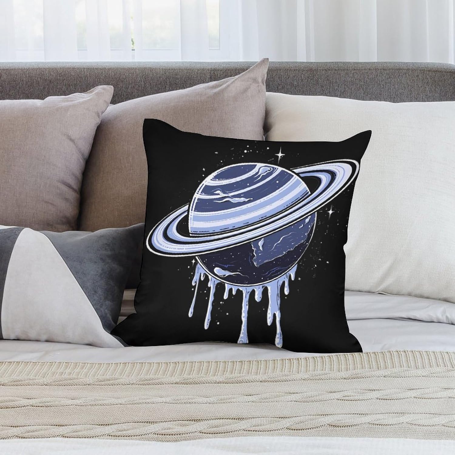 Dripping Planet Printed Throw Pillow Case 4 Pcs Soft Pillowcases Pillows Covers Sofa Bed Decor 12/14/16/17/18/20/22/24/32 Inches