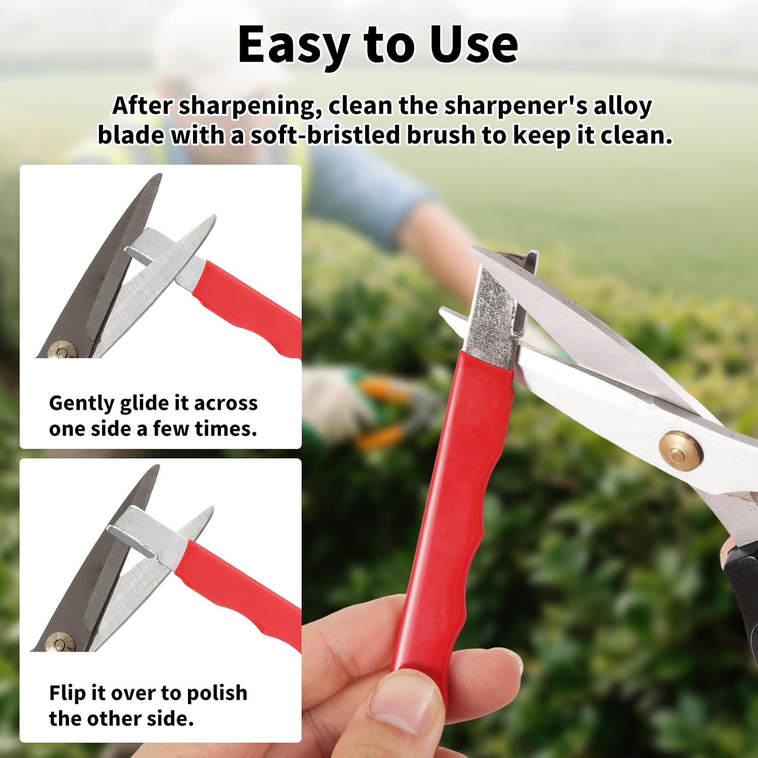 4pcs Garden Tool Sharpener, Portable Axe Blade Sharpener Mini Sharpening Tool for Hedge Shears Pruners Scissors Hatchets Sickle Broadhead Knife Machete (Black, Red) thumbnail