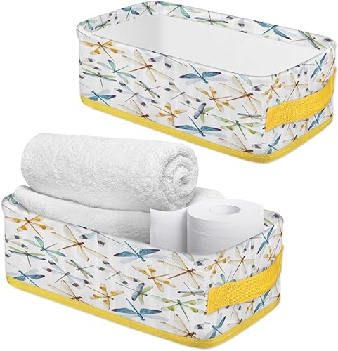 Miniatura 11 de Dragonfly - Cestas de inodoro doradas plegables para baño, organizador duradero y multiusos para cocina, sala de estar y armario () Libélula