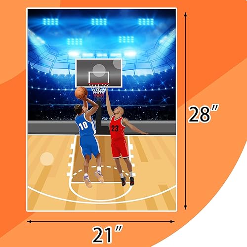 Miniatura 2 de PLULON Póster de baloncesto con 30 calcomanías de baloncesto para niños y niñas, decoración de pared para fiestas de cumpleaños, actividades en el