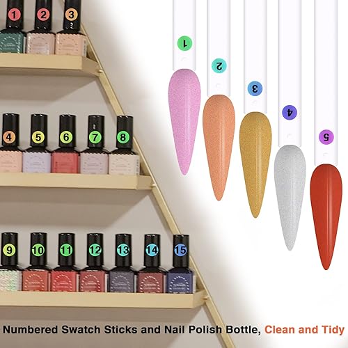 Miniatura 8 de 100 barras de muestra de uñas con calcomanías de números, puntas de estilete para exhibición de color de uñas, palos de práctica de esmalte de uñas