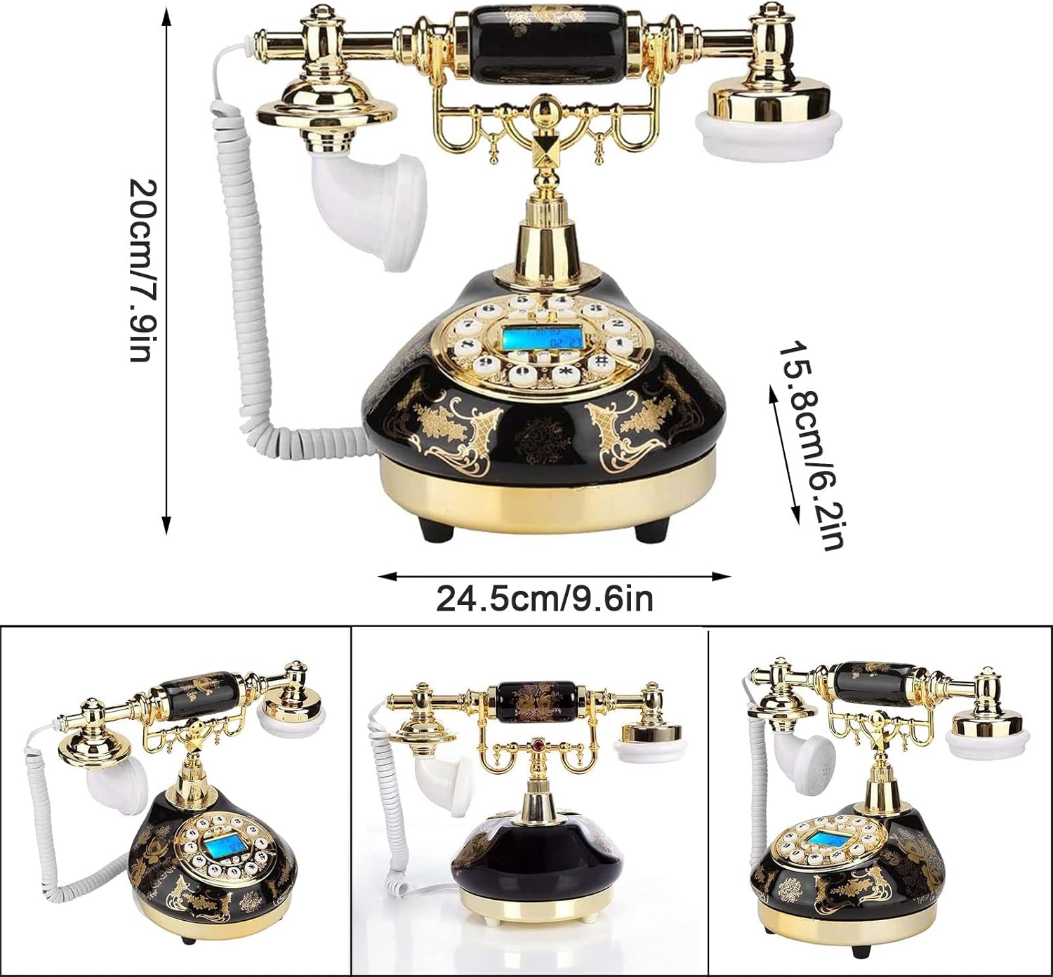 Antique Wired Phone with Caller ID System, Vintage Retro Fixed Phone Handset for Home Office Hotel Decor