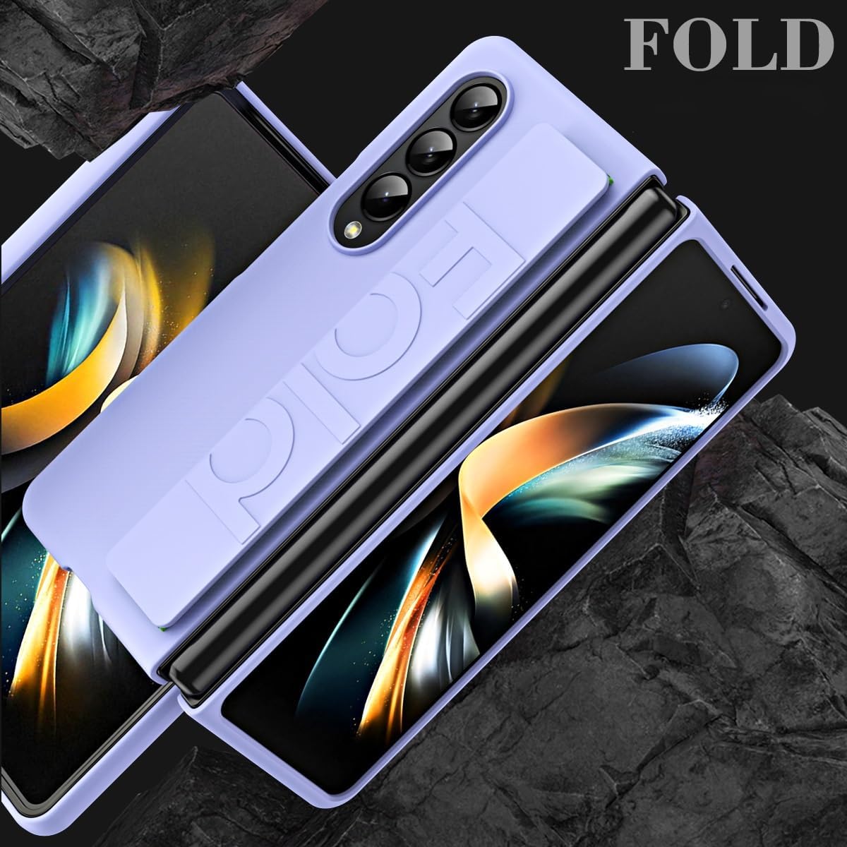 Slim Case for Samsung Galaxy Z Fold 4 with Adjustable Wrist Strap and Lightweight Design, Luxury Hard PC Shockproof Protective Cover Soft Wristband Handheld Phone Case(Purple) image 5