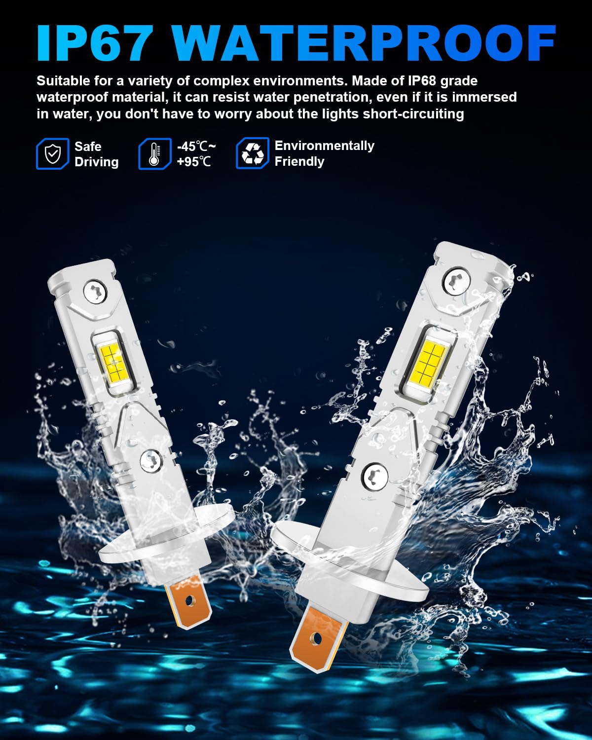 Ampoules LED H1 OWVTPS - 80W, 20000LM, 6500K - Pour Feux De Route, Croisement, Antibrouillard