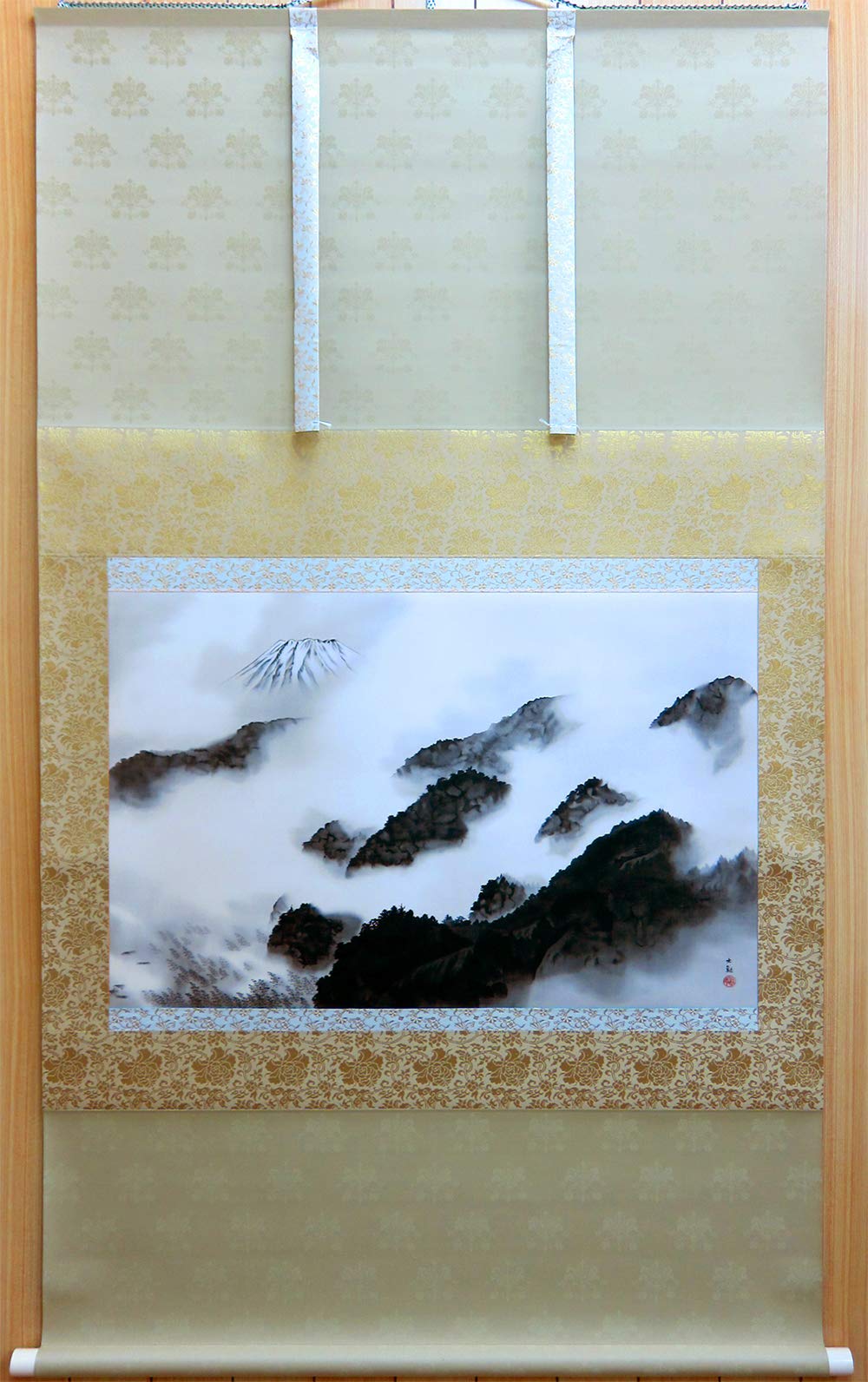 美品 掛け軸 横山大観筆 名選二題「竹雨・霊峰春色」2本セット 名画