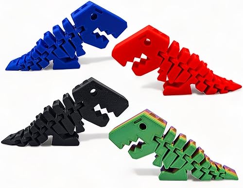 Miniatura 5 de Flexi Rexi Fidget Toys para adultos y niños, alivio del estrés, autismo, TDAH - Dinosaurio flexible (rojo)