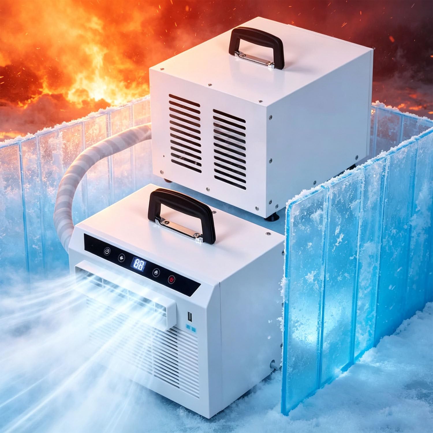 GLBMXDD Portable Split System Air Conditioner with Remote Control, 3000 BTU Room Cooler with Touch Panel and Remote Control, for Tent, Rv, Home, Office, Camping 2-meterconnectingpipe