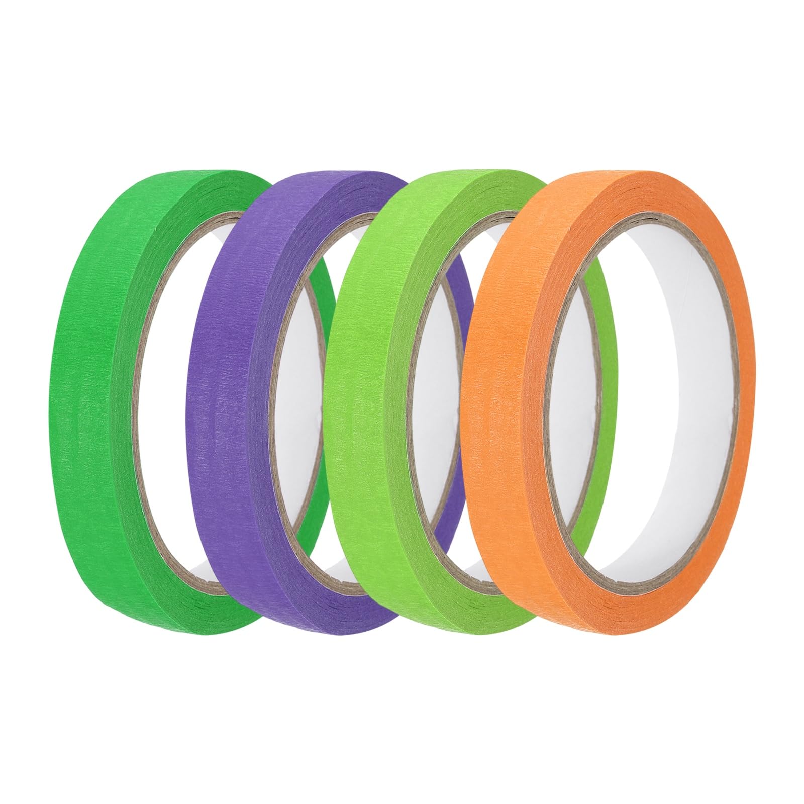 sourcing map 4pcs 15mm x 20 Meters Colorful Masking Tape Universal Crepe Paper Colorful Masking Painter Tape for Art Drawing DIY Handcraft Sealing, Green Orange Yellow โ image 1