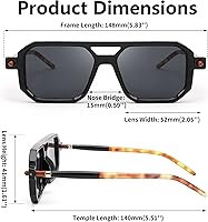 Vista 59 de Feisedy - B2622 - Lentes de sol estilo aviador, cuadrados, clásicos de los años 70, unisex, con montura clásica retro y elegante, UV400 Marco