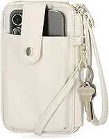 Mundi Jacqui Bolsa tiracolo feminina com bloqueio de RFID, bolsa compacta para celular – couro vegano, Bétula, 6.5" L x 4" W x 1" D